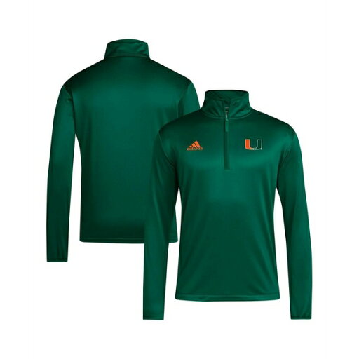 アディダス メンズ パーカー・スウェットシャツ アウター Men's Green Miami Hurricanes Coaches Sideline Quarter-Zip Top Green アディダス メンズ パーカー・スウェットシャツ アウター Men's Green Miami Hurricanes Coaches Sideline Quarter-Zip Top Green