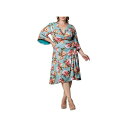 キヨナ レディース ワンピース トップス Plus Size Gemini Wrap Dress with Contrast Lined Sleeves English tea rose(4)