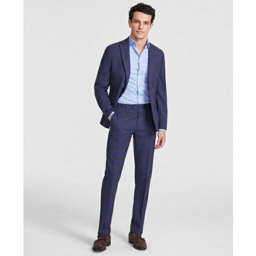 バースリー メンズ カジュアルパンツ ボトムス Men's Slim-Fit Suit Pants, Created for Macy's Navy Plaid バースリー メンズ カジュアルパンツ ボトムス Men's Slim-Fit Suit Pants, Created for Macy's Navy Plaid