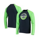 ニューエラ メンズ シャツ トップス Men's College Navy, Neon Green Seattle Seahawks League Raglan Long Sleeve T-shirt Navy, Neon(4)