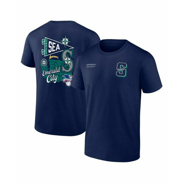 ファナティクス メンズ シャツ トップス Men's Navy Seattle Mariners Split Zone T-Shirt Navy