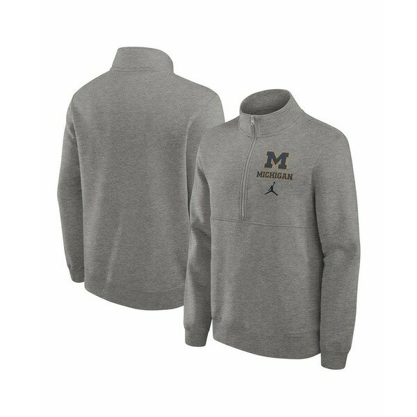 硼  ѡåȥ  Men's Michigan Wolverines Primetime Club Half-Zip Sweatshirt Heather Gray