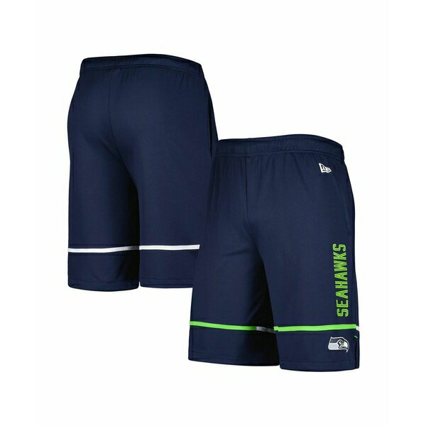 ニューエラ メンズ カジュアルパンツ ボトムス Men's College Navy Seattle Seahawks Combine Authentic Rusher Training Shorts Navy