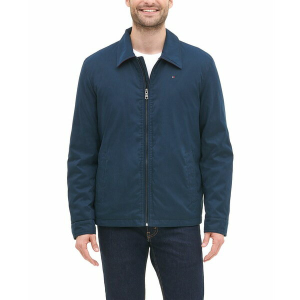 トミー ヒルフィガー メンズ ジャケット&ブルゾン アウター Men's Classic Front-Zip Filled Micro-Twill Jacket Navy