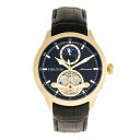 ヘリトール メンズ 腕時計 アクセサリー Automatic Gregory Gold Case, Genuine Black Leather Watch 45...