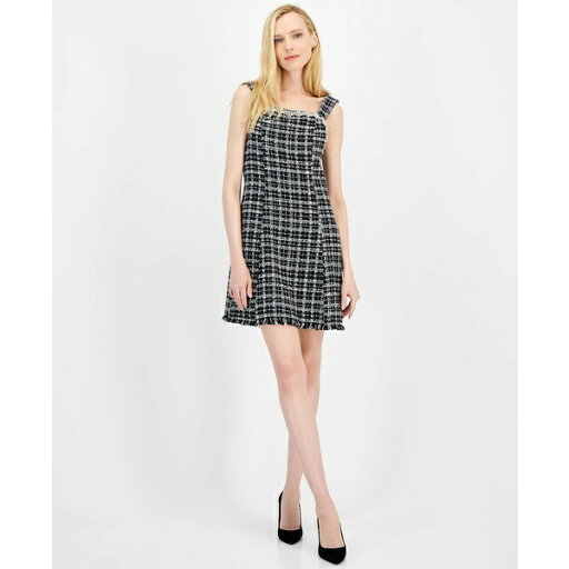 タハリエーエスエル レディース ワンピース トップス Women's Rhinestone Embellished Boucle Dress Black Ivory タハリエーエスエル レディース ワンピース トップス Women's Rhinestone Embellished Boucle Dress Black Ivory