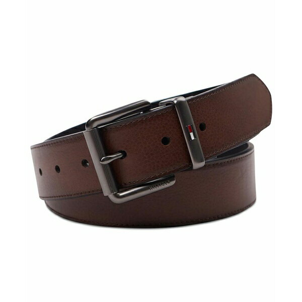 トミー ヒルフィガー メンズ ベルト アクセサリー Mens Two-In-One Reversible Roller Bar Buckle Belt Brown/Black
