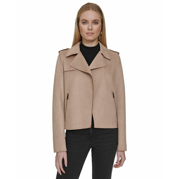 マークニューヨーク レディース ジャケット&ブルゾン アウター Andrew Marc Sport Women's Draped Faux-Suede Moto Jacket Camel