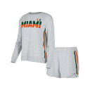 コンセプトスポーツ レディース Tシャツ トップス Women's Gray Miami Hurricanes Cedar Tri-Blend Long Sleeve T-shirt and Shorts Sleep Set Gray