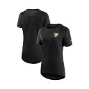 ファナティクス レディース Tシャツ トップス Women's Black Pittsburgh Penguins Authentic Pro Rink Raglan Tech T-shirt Black