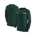 ナイキ メンズ シャツ トップス Men's Michigan State Spartans 2024 Sideline Coach UV Performance Long Sleeve T-Shirt Green, White(4)