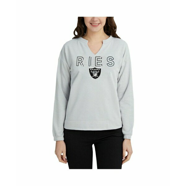 コンセプトスポーツ レディース Tシャツ トップス Women's Gray Las Vegas Raiders Sunray Notch Neck Long Sleeve T-shirt Gray