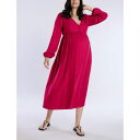マザーフッドマタニティ レディース ワンピース トップス Women's Smocked Square Neck Long Sleeve Babydoll Ma...