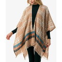 マーカスアドレール レディース ニット&セーター アウター Women's Plaid Poncho Brown(4)
