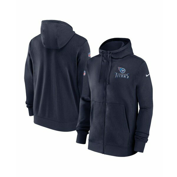 ナイキ メンズ パーカー・スウェットシャツ アウター Men's Navy Tennessee Titans Sideline Club Performance Full-Zip Hoodie Navy