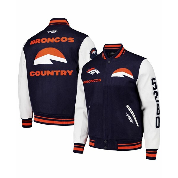 プロスタンダード メンズ ジャケット&ブルゾン アウター Men's Navy Denver Broncos Classic Wool Varsity Full-Snap Jacket Navy