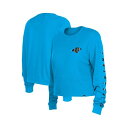 ニューエラ レディース Tシャツ トップス Women's Blue Carolina Panthers Thermal Crop Long Sleeve T-shirt Blue