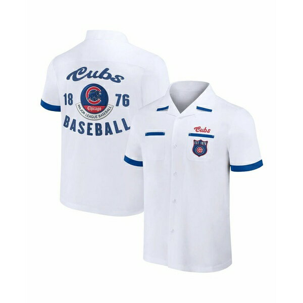 ファナティクス メンズ シャツ トップス Men's Darius Rucker Collection by White Chicago Cubs Bowli..