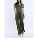 マザーフッドマタニティ レディース ワンピース トップス Women's Short Sleeve V-Neck Flare Leg Jumpsuit - Mo...