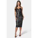 ベベ レディース ワンピース トップス Women's Faux Leather Midi Dress, Pink, Medium Black