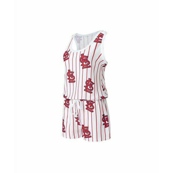 コンセプトスポーツ レディース ワンピース トップス Women's White St. Louis Cardinals Reel Pinstripe Knit Romper White
