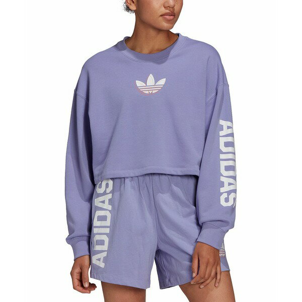 アディダス レディース パーカー・スウェットシャツ アウター Women's Cotton Logo Sweatshirt Light Purple