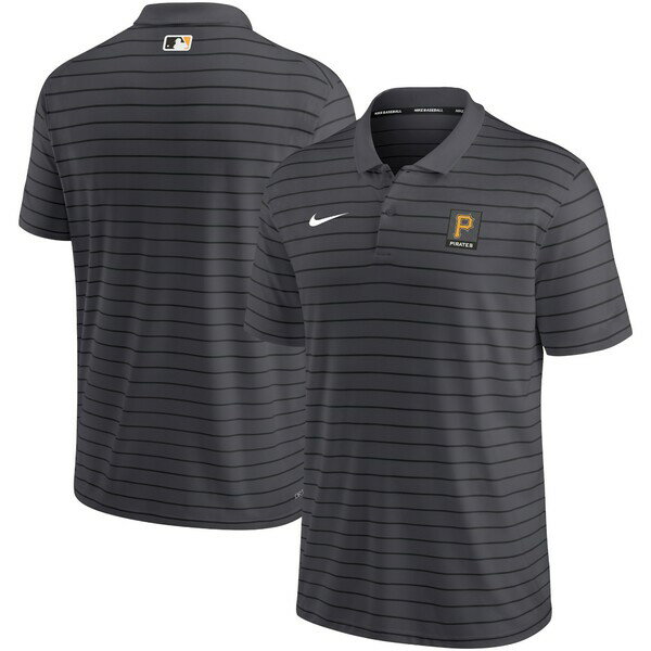 ナイキ メンズ ポロシャツ トップス Pittsburgh Pirates Nike Authentic Collection Striped Performance Pique Polo Anthracite
