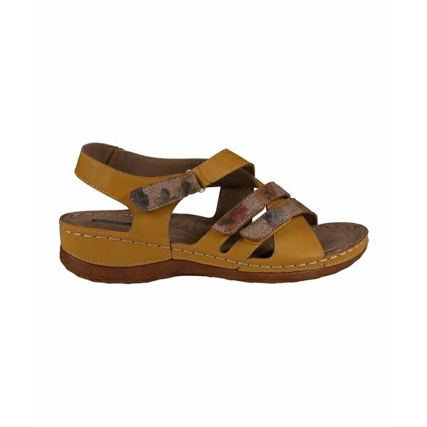 塼 ǥ  塼 Women's Dalary Strappy Stay-Put Two-Tone Comfort Flat Sandals Yellow