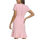 カルバンクライン レディース ワンピース トップス Women's Ruffle-Hem Sheath Dress Silver Pink