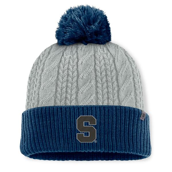 トップ・オブ・ザ・ワールド レディース 帽子 アクセサリー Syracuse Orange Top of the World Women's Becca Cuffed Knit Hat with Pom Gray/Navy