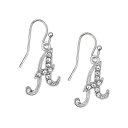 2028 ǥ ԥ ꡼ Silver Tone Crystal Initial Wire Earring A