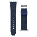 QX Y rv ANZT[ Men's Blue Nylon on Black Silicone band compatible with Apple 42mm, 43mm, 44mm watch Navy