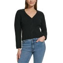 ダナキャランニューヨーク レディース ニット&セーター アウター Women's Cable-Knit Cropped V-Neck Sweater Blk - Black