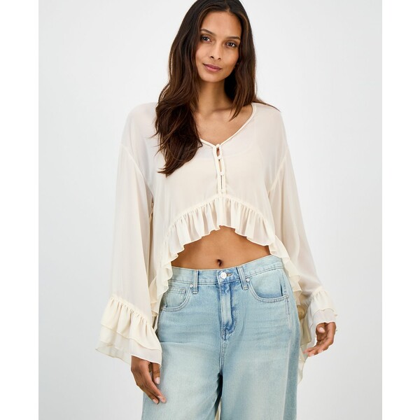 アンド ナウ ディス レディース カットソー トップス Women's High-Low Ruffle Top, Macy's Exclusive ..