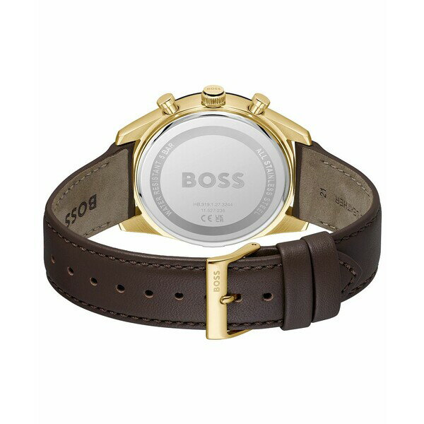 ヒューゴボス メンズ 腕時計 アクセサリー Men's Tourmaster Quartz Multifunction Brown Calfskin Watch, 41mm Brown