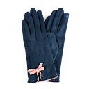 マーカスアドレール レディース 手袋 アクセサリー Women's Faux Suede Bow Jersey Touchscreen Glove Navy