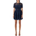 セルフ・ポートレイト レディース ワンピース トップス Lace Crystal Belt Mini Dress NAVY