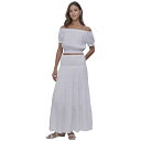 ダナキャランニューヨーク レディース スカート ボトムス Petite Cotton Smocked-Waist Tiered Maxi Skirt White(4)