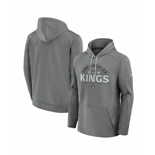 ファナティクス メンズ パーカー・スウェットシャツ アウター Men's Gray Los Angeles Kings 2025 Stanley Cup Playoffs Authentic Pro Rink Fly Fleece Pullover Hoodie Gray