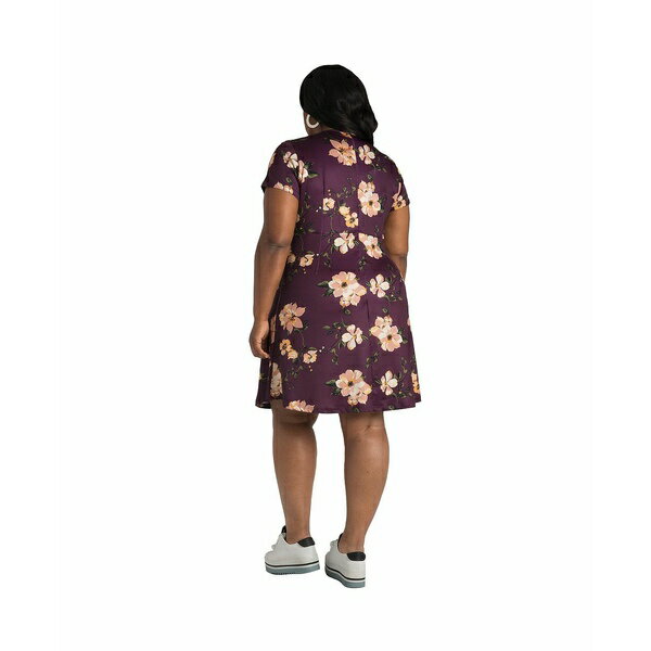 ポエティックジャスティス レディース ワンピース トップス Plus Size Floral Skater Mini Dress Purple floral