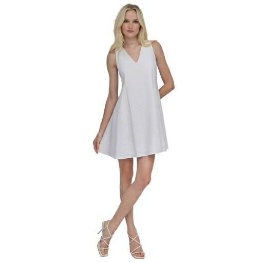 ダナ キャラン ニューヨーク レディース ワンピース トップス Petite V-Neck Mini A-Line Dress Cream ダナ キャラン ニューヨーク レディース ワンピース トップス Petite V-Neck Mini A-Line Dress Cream