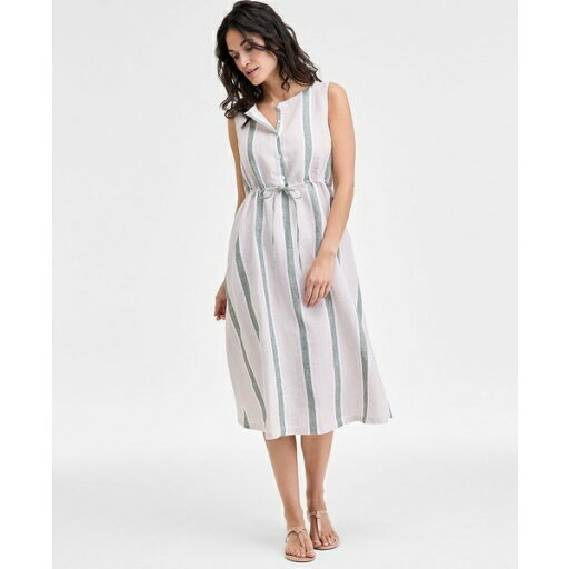 チャータークラブ レディース ワンピース トップス Women's 100% Linen Striped Midi Dress, Exclusively at Macy's Neutral Combo チャータークラブ レディース ワンピース トップス Women's 100% Linen Striped Midi Dress, Exclusively at Macy's Neutral Combo