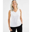 スタイルアンドコー レディース カットソー トップス Petite Lace Knit Cotton Tank Top, Created for Macy's Bright White(4)