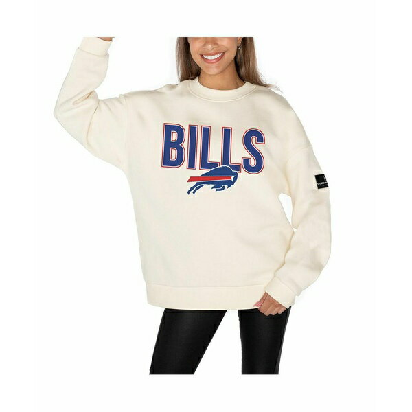 ゲームデイ レディース カットソー トップス Women's Cream Buffalo Bills Premium Fleece Drop Should..