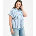 スタイルアンドコー レディース カットソー トップス Women's Printed Cotton Gauze Camp Shirt, Exclusively at Macy's Sammy Blue