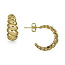 イタリアン ゴールド レディース ピアス&イヤリング アクセサリー Croissant-Style Small Hoop Earrings in 14k Gold 14K Yellow Gold(4)