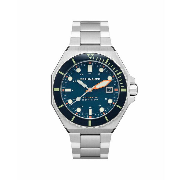 スピ二カー メンズ 腕時計 アクセサリー Men's Dumas Automatic Solid Stainless Steel Bracelet Watch, 44mm Blue