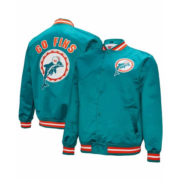 ミッチェル&ネス メンズ ジャケット&ブルゾン アウター Men's Aqua Miami Dolphins Double Down Satin Full-Snap Jacket Aqua