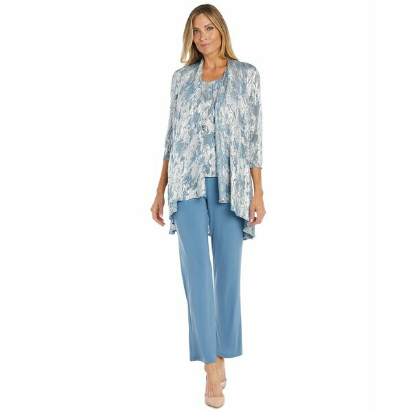 アールアンドエムリチャーズ レディース ワンピース トップス Petite Metallic Swing Jacket, Tank and Pants 3-Pc. Set Ocean/Silver