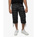 エックスレイ メンズ カジュアルパンツ ボトムス Men's Belted Capri Cargo Shorts Plaid Charcoal